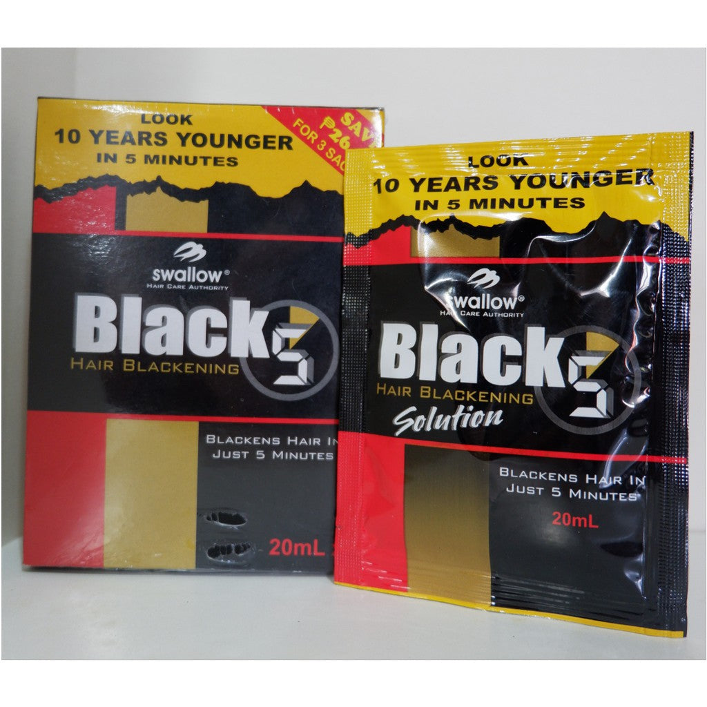 [Pack of 3] Swallow Black 5 Hair Blackening Solution (20ml)