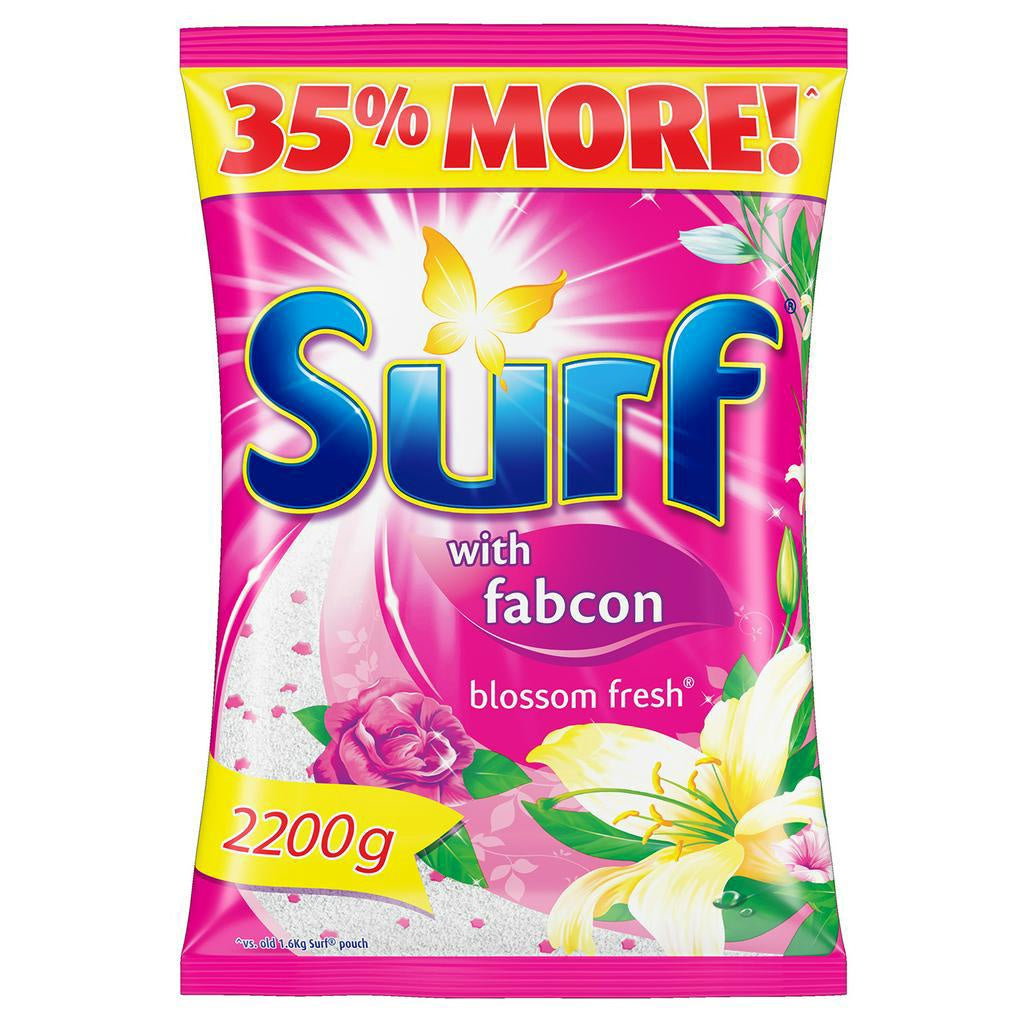 Surf Blossom Fresh Laundry Powder Detergent 2.2kg Pouch 3x