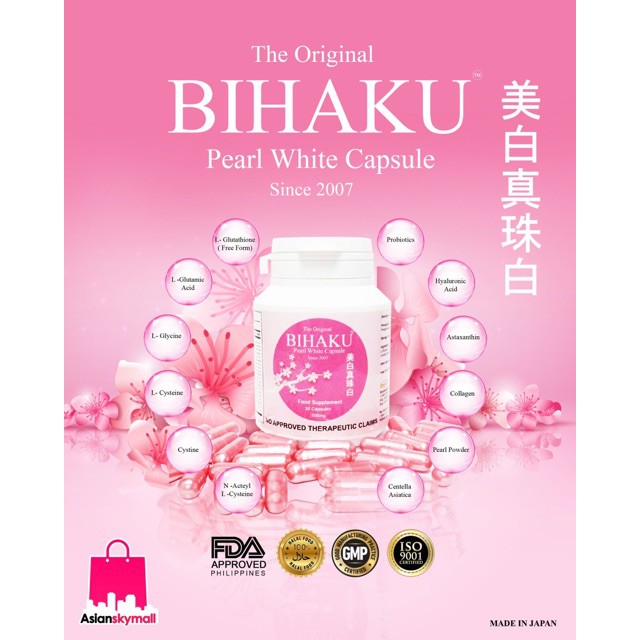 BIHAKU The Original Bihaku Pearl White Capsule Since 2007 (30 Capsules 500mg)