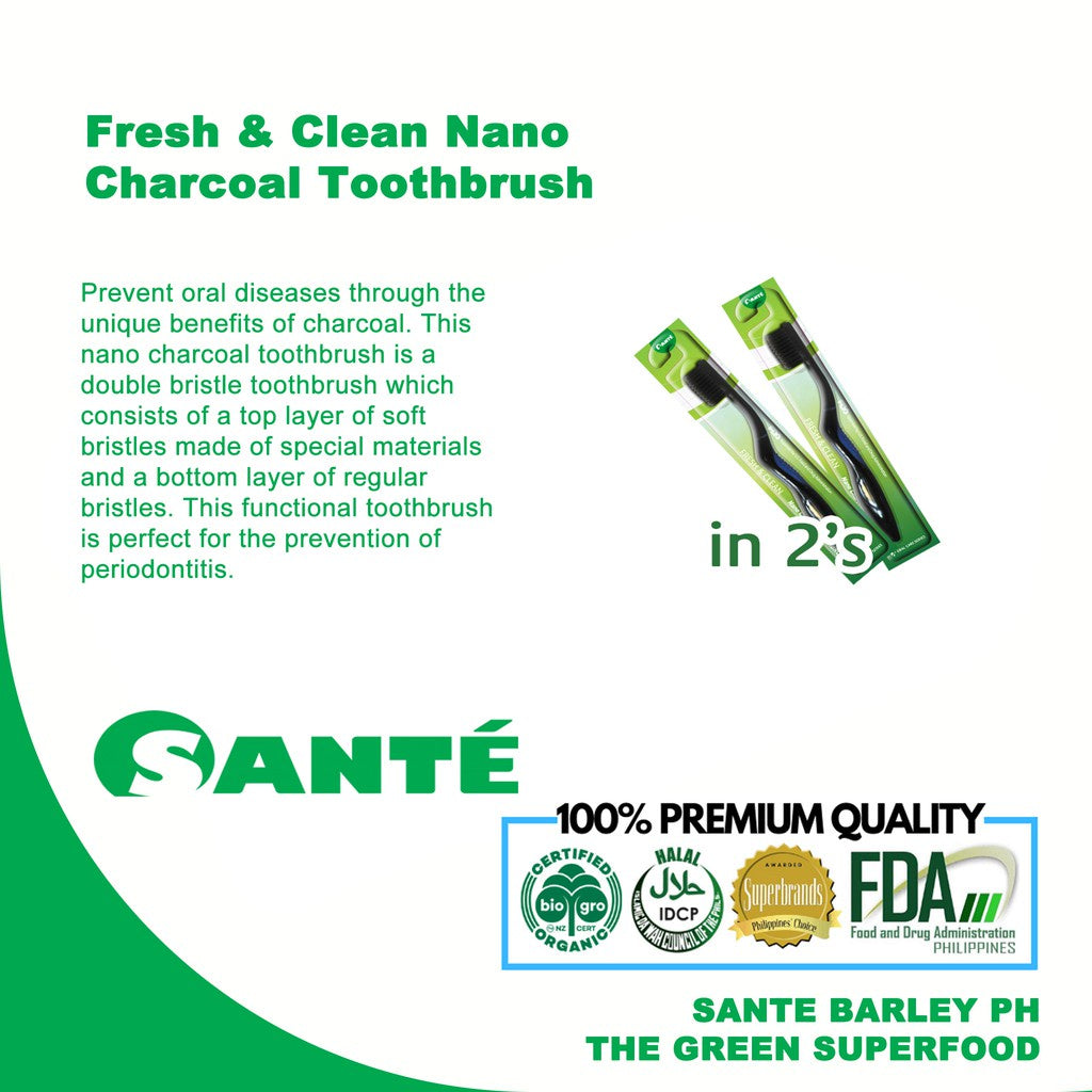 Sante Fresh & Clean Nano Charcoal Toothbrush (2's)