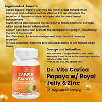 Thumbnail for Dr. Vita Carica Papaya with Royal Jelly & Zinc (500mg)
