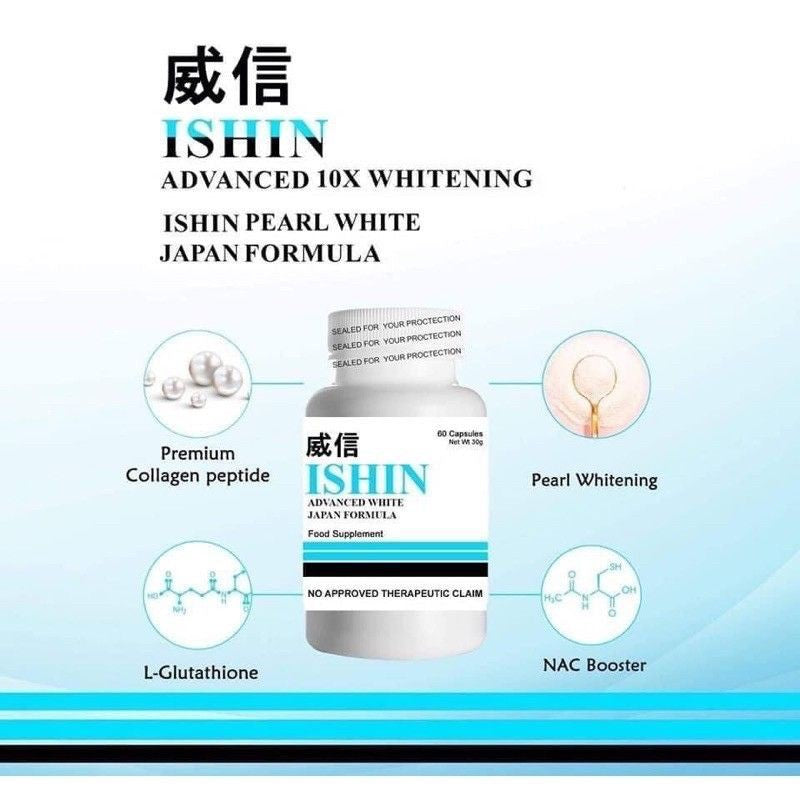 Ishin Japan 10x Advanced Whitening Glutathione Pearl (60 capsules)