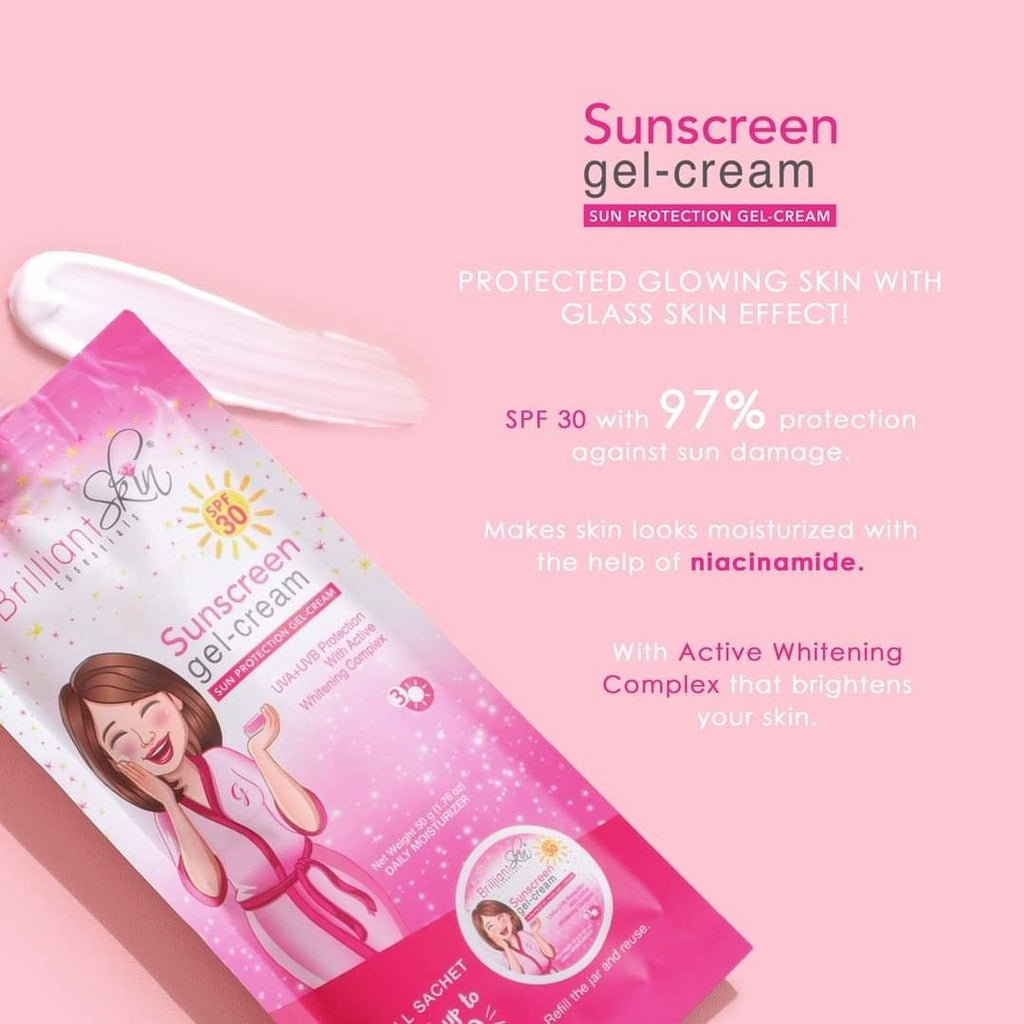Brilliant Skin Sunscreen Gel Cream SPF30 | Classic with Niacinamide, Pink with Aloe Vera Extract