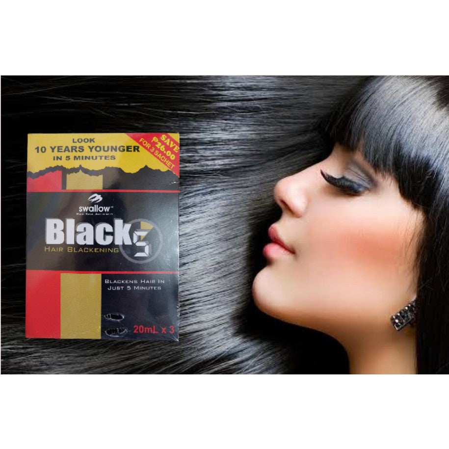 [Pack of 3] Swallow Black 5 Hair Blackening Solution (20ml)