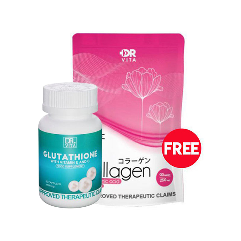 [Buy 1 Get 1] Dr. Vita Glutathione 500mg + FREE Dr. Vita Collagen w/ Hyaluronic Acid