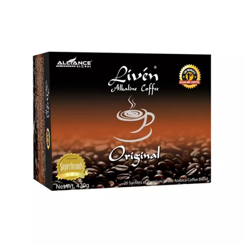 Liven Coffee Original Healthy Alkaline Arabica Blend (20 Sachets per Box)