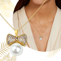 Thumbnail for Ribbon Pearl White Diamonds Gold Jewelry Set