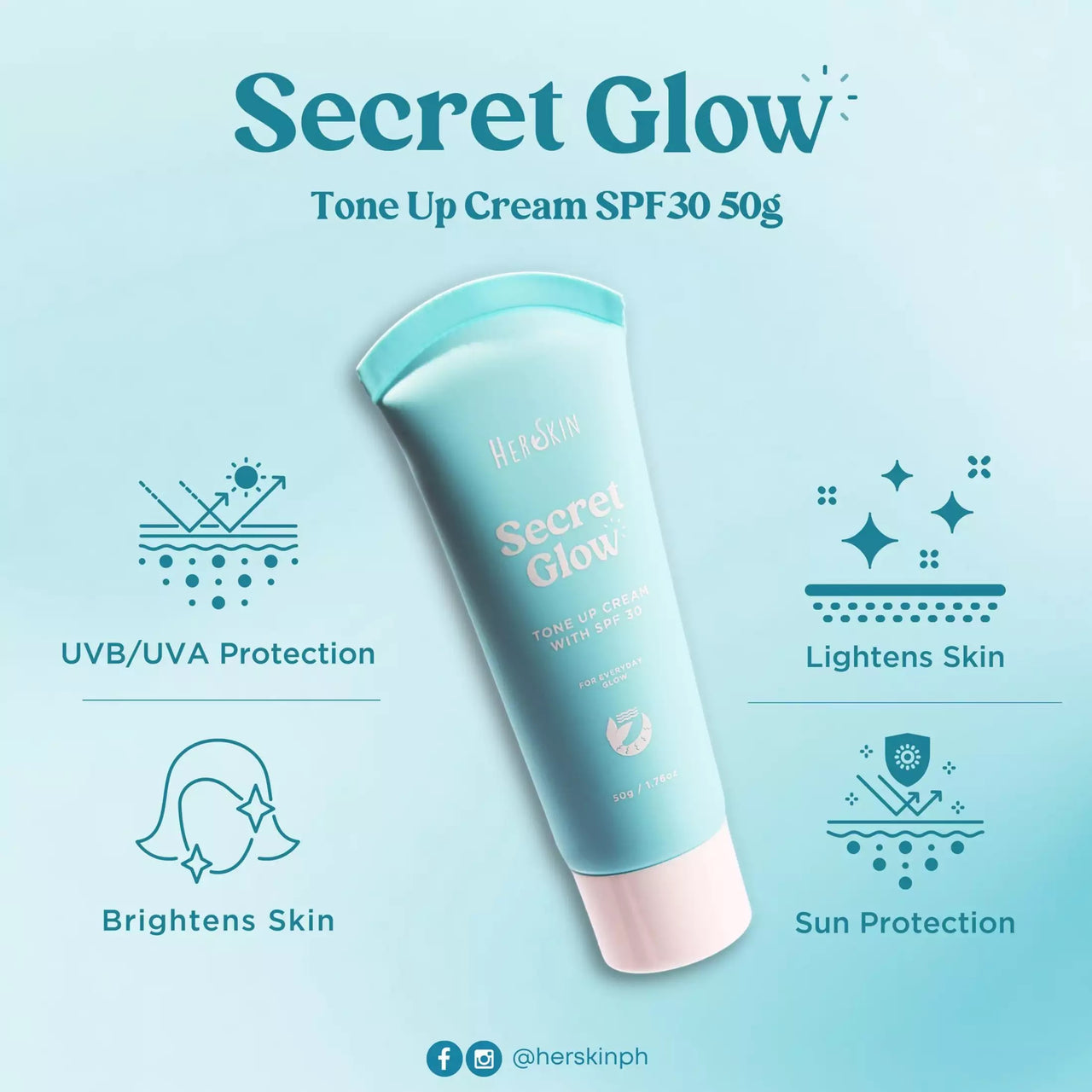 Her Skin Tone Up Cream 50g Sunscreen UVA UVB SPF 30