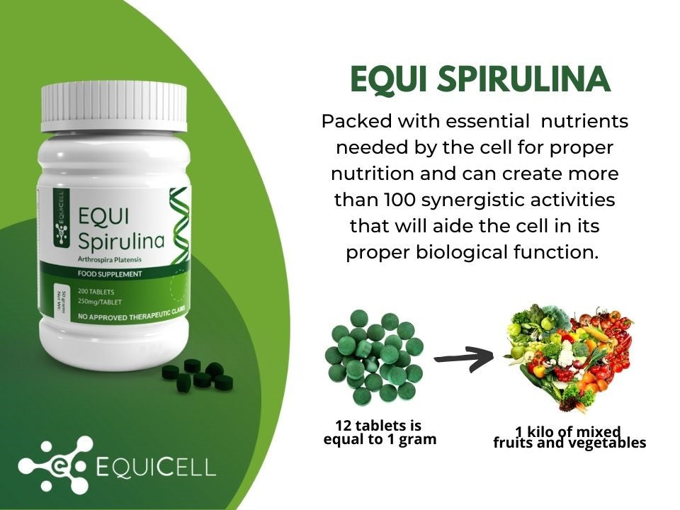 Equi Spirulina (Anthrospira Platensis) | 250mg x 200 Tablets by EquiCell