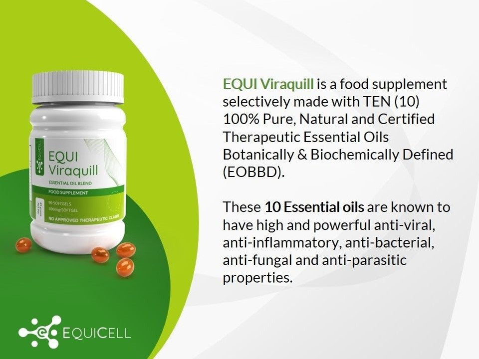 Equi Viraquill Food Supplement with 10 Essential Oil Blends | 500mg x 90 Softgels by EquiCell