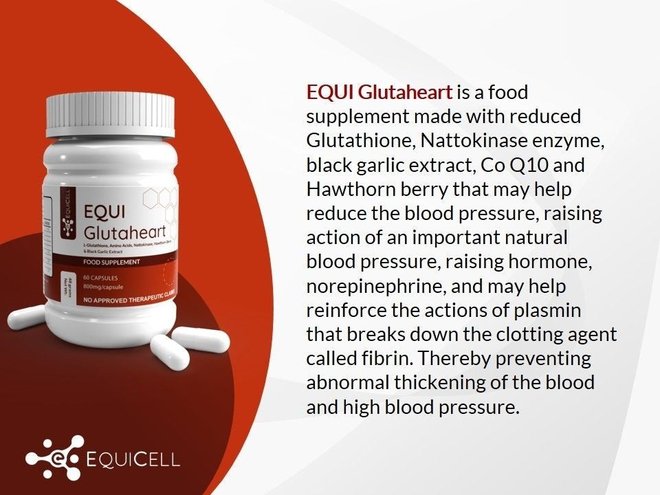 Equi GlutaHeart with L-Glutathione, Amino Acids, Nattokinase - 800mg x 60 Capsules by Equicell