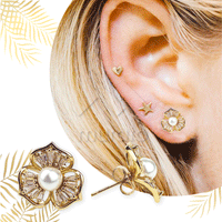 Thumbnail for Three-Petal Flower Pearl Gold Jewelry Set