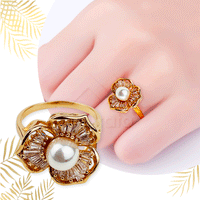 Thumbnail for Three-Petal Flower Pearl Gold Jewelry Set