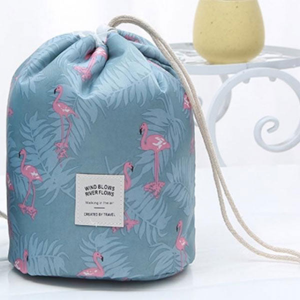 Waterproof Cosmetic Travel Make Up Organizer Pouch Flamingo Blue