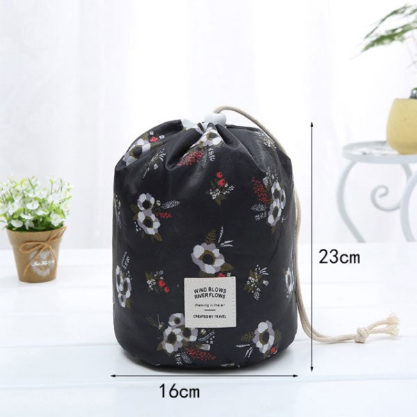 Waterproof Cosmetic Travel Make Up Organizer Pouch Flower Black