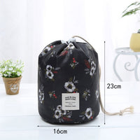 Thumbnail for Waterproof Cosmetic Travel Make Up Organizer Pouch Flower Black