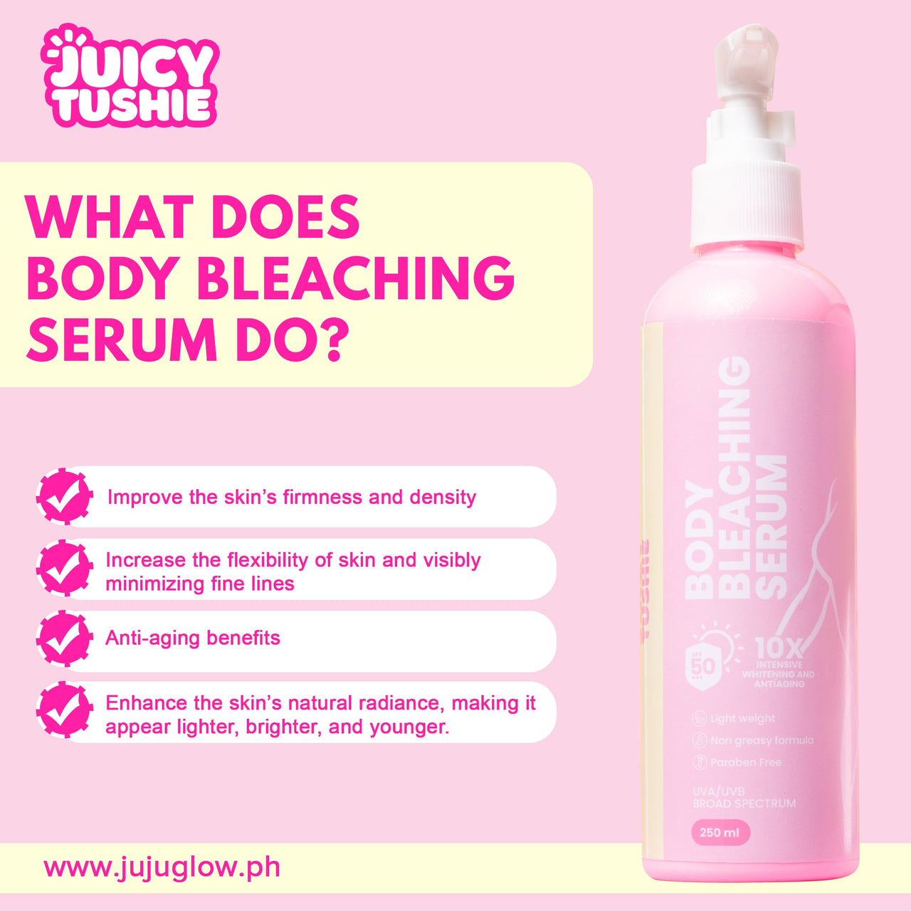 Juicy Tushie Butt Mask Scrub 300ml | Intimate Care Brightening Serum 60ml