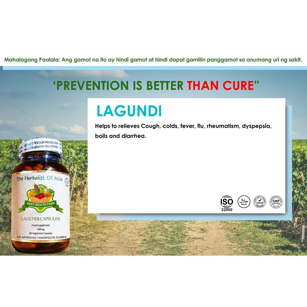 Organic Lagundi 500mg 90 Vegetarian Capsules | The Herbalist Of Asia