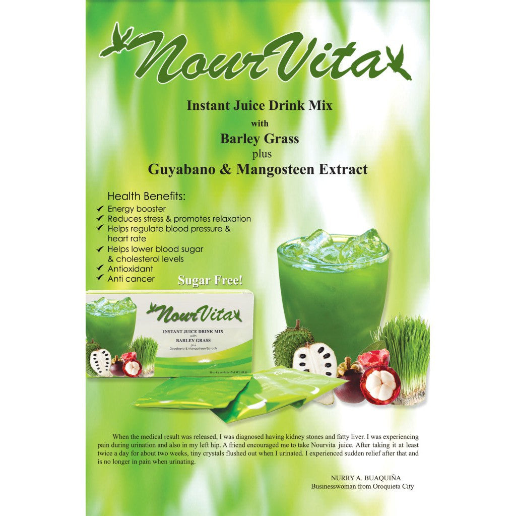 NourVita Instant Juice Drink (With Barley Grass plus Guyabano & Mangosteen Extract)