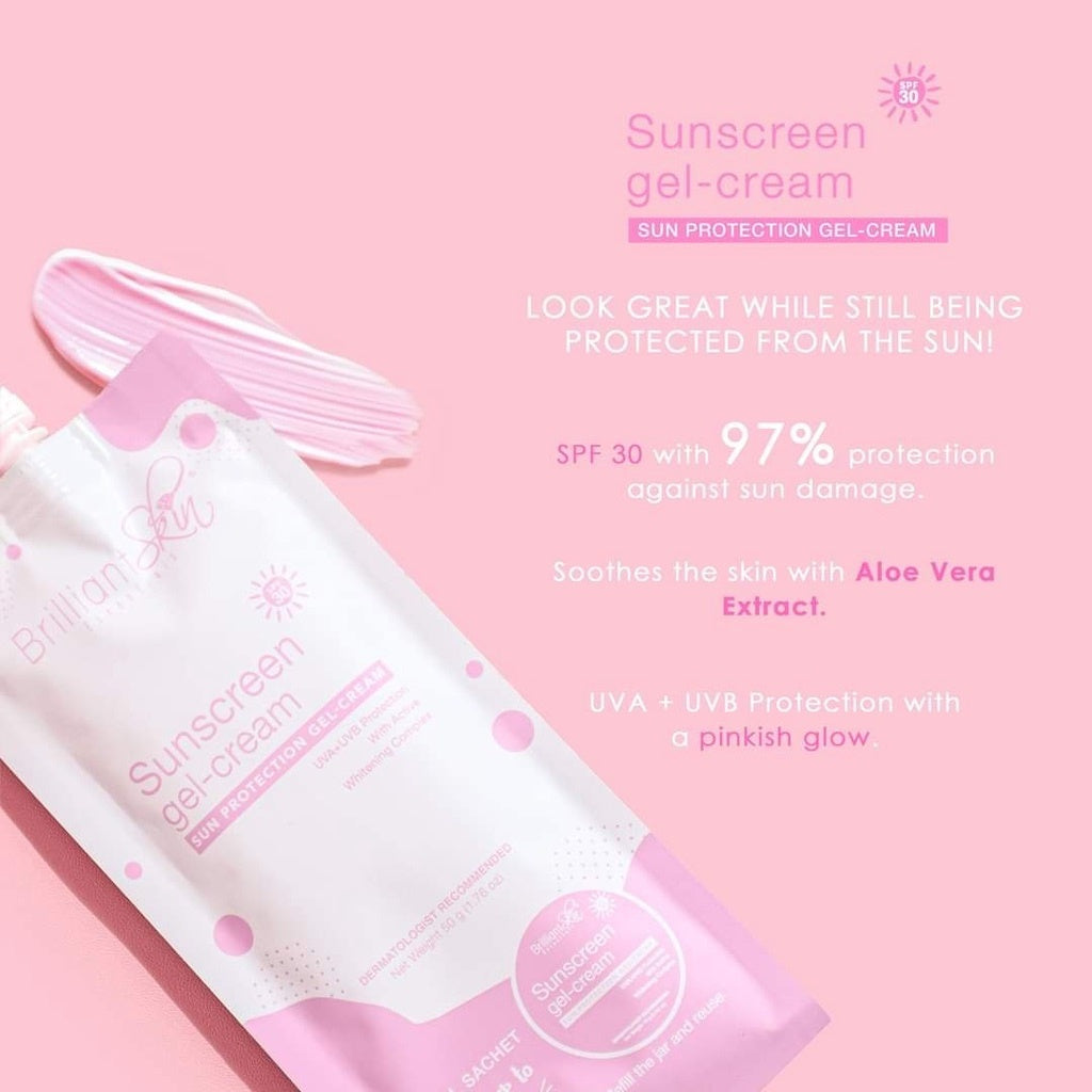 Brilliant Skin Sunscreen Gel Cream SPF30 | Classic with Niacinamide, Pink with Aloe Vera Extract