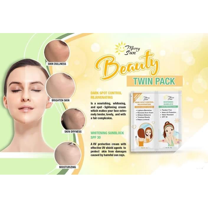 Merry Sun Beauty Twin Pack - Rejuvenating & Whitening Sunblock Cream (20g)