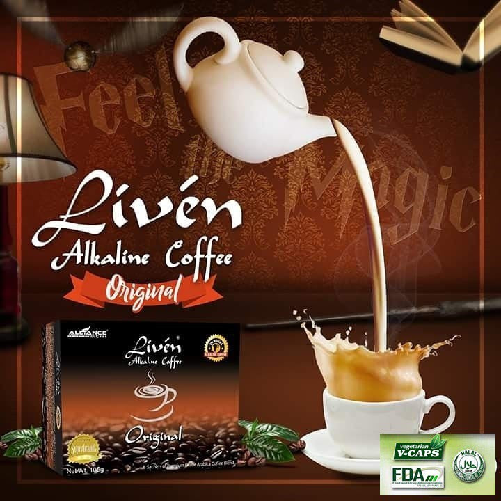 Liven Coffee Original Healthy Alkaline Arabica Blend (20 Sachets per Box)