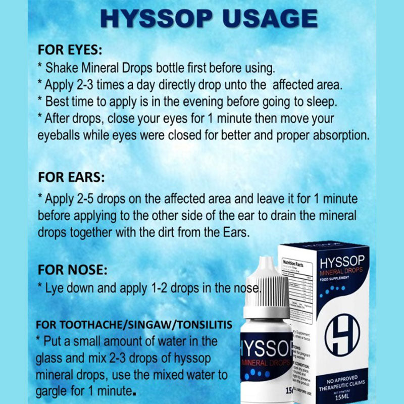 Hyssop Mineral Drops 15ml | Eye Care | High Grade Mineral