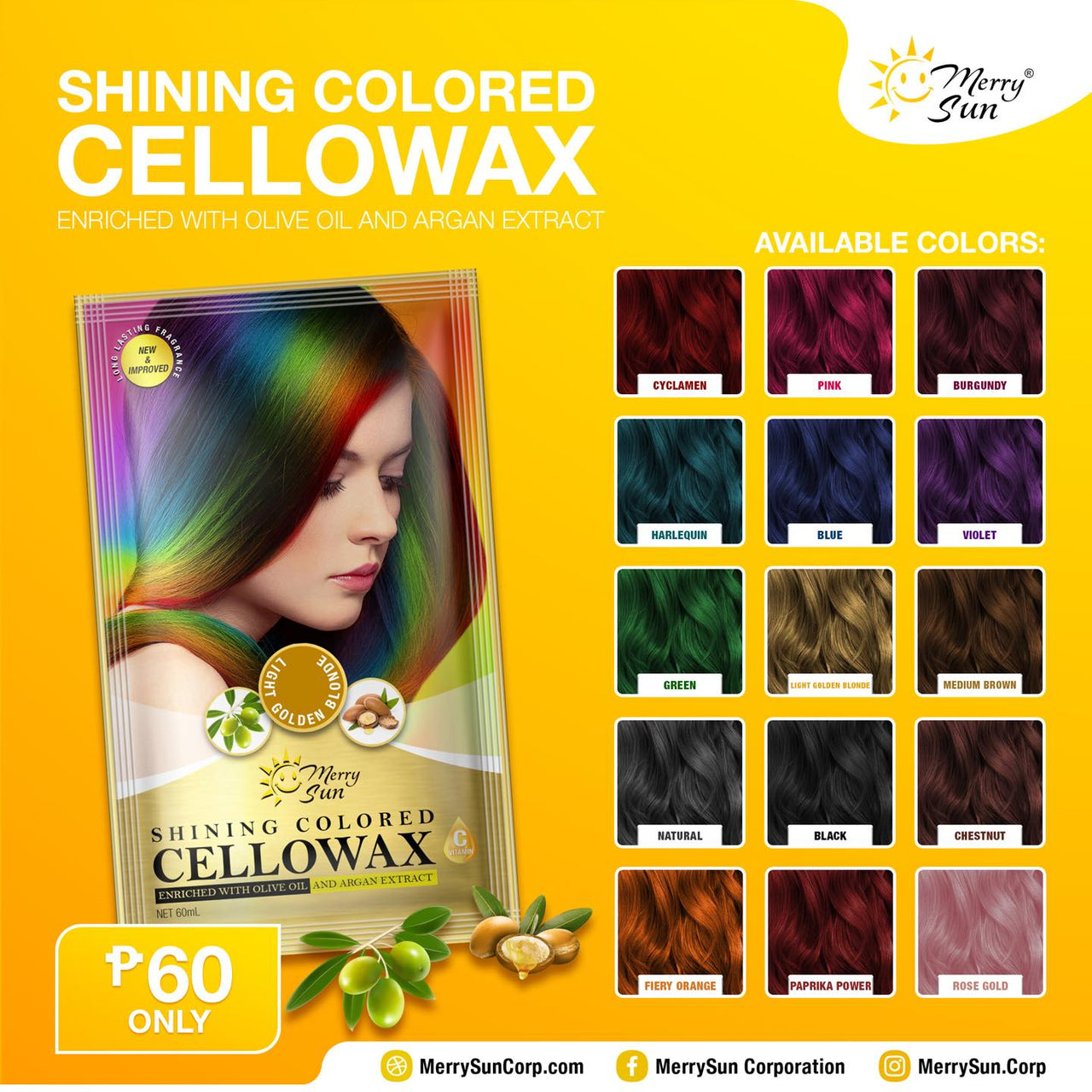 Merry Sun Natural Sun Shining Colored Cellowax Hair Color without stimulation (60ml)